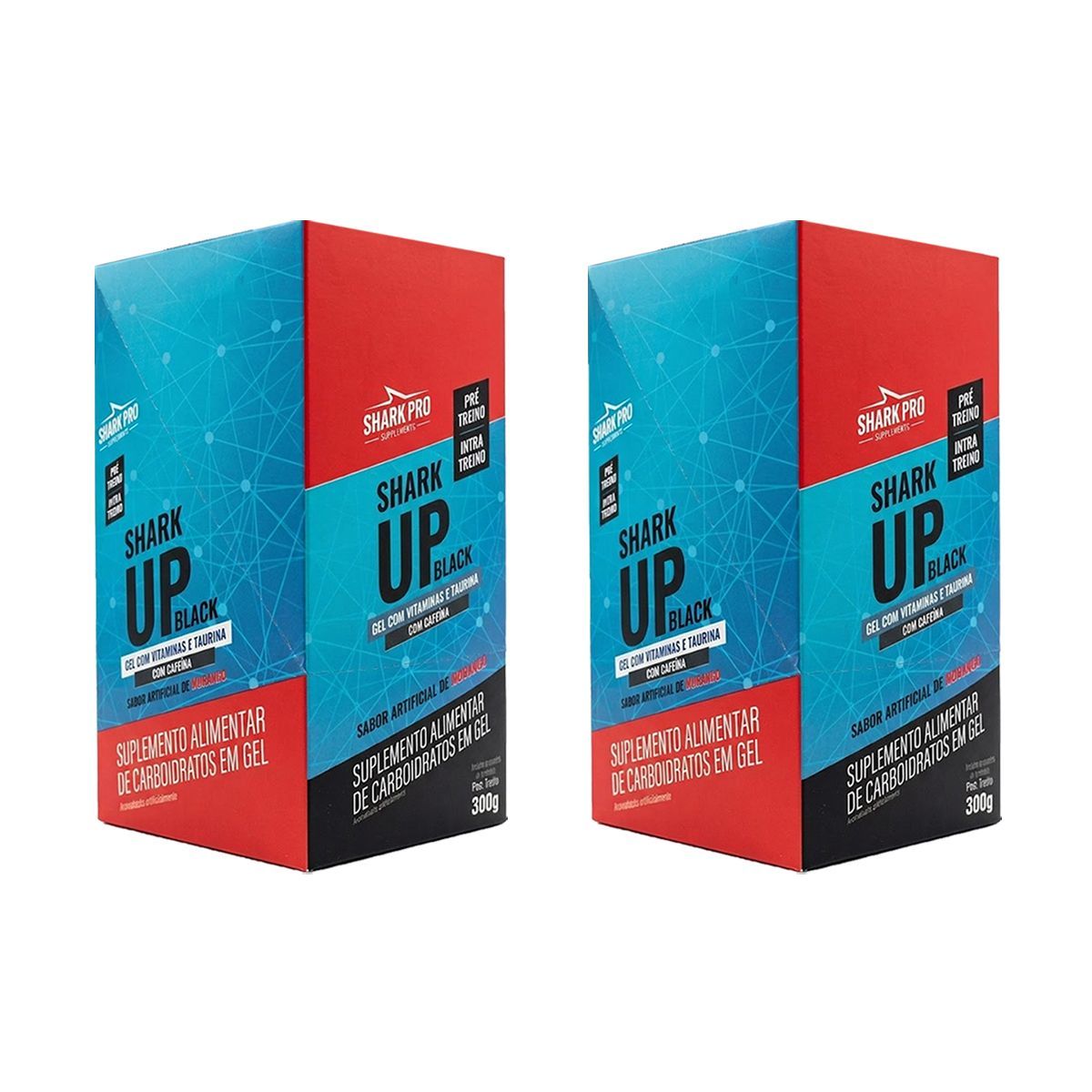 Kit 2X Shark Up Black Gel - 10 Sach�s 30g Morango - Shark Pro