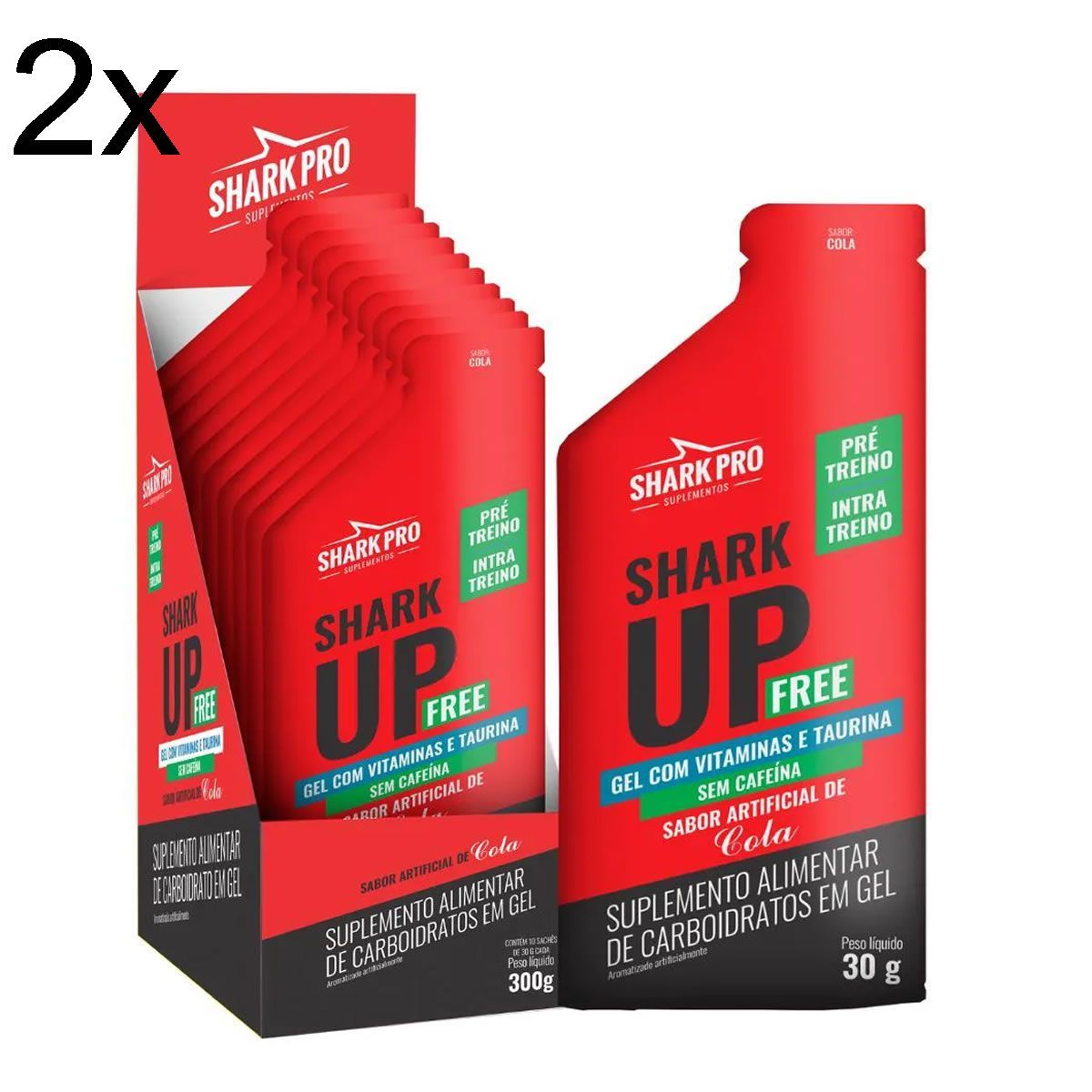 Kit 2X Shark Up Free - 10 Sach�s 30g Cola - Shark Pro