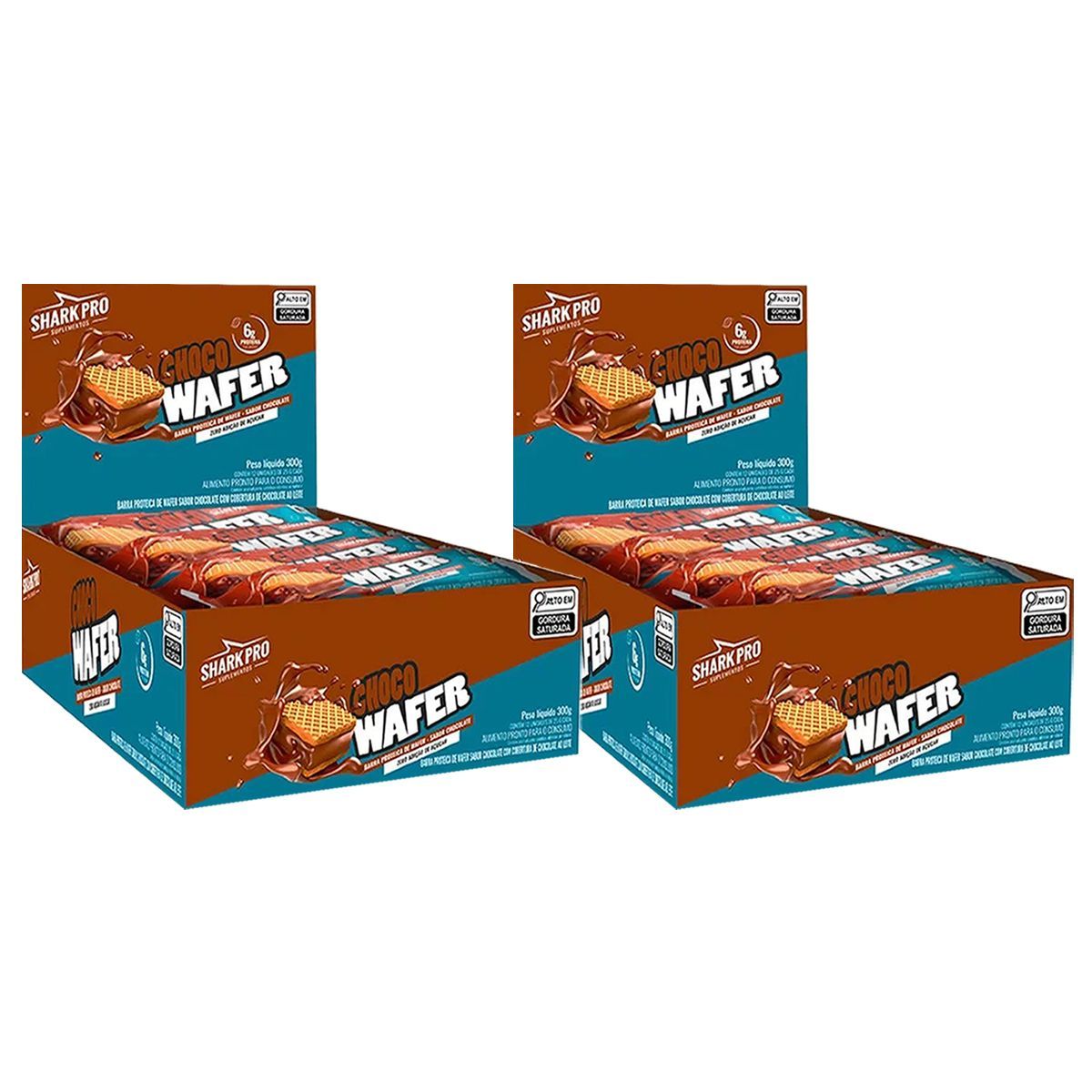 Kit 2X Shark Wafer - 12 Barras 25g Chocolate - Shark Pro