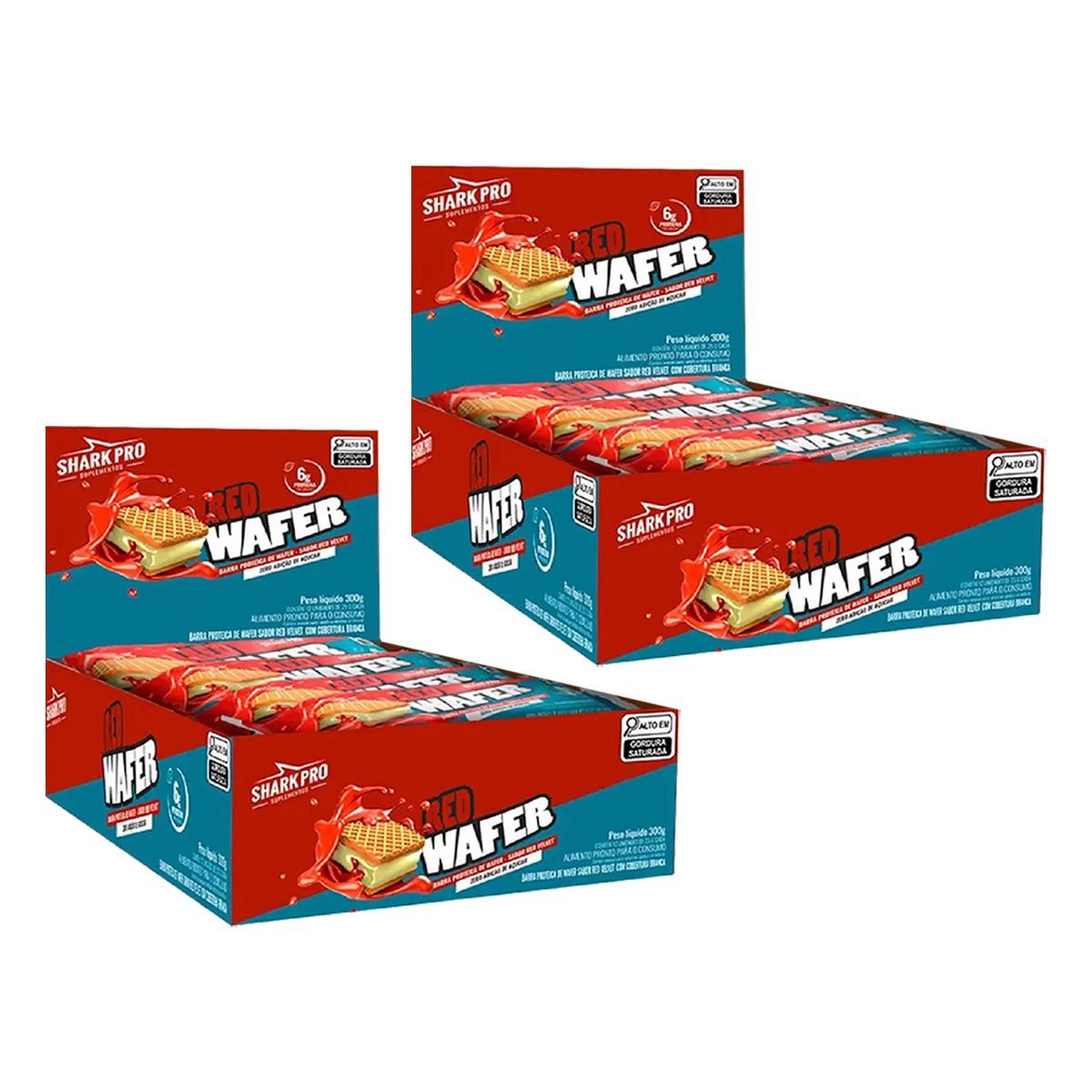 Kit 2X Shark Wafer - 12 Barras 25g Red Velvet - Shark Pro