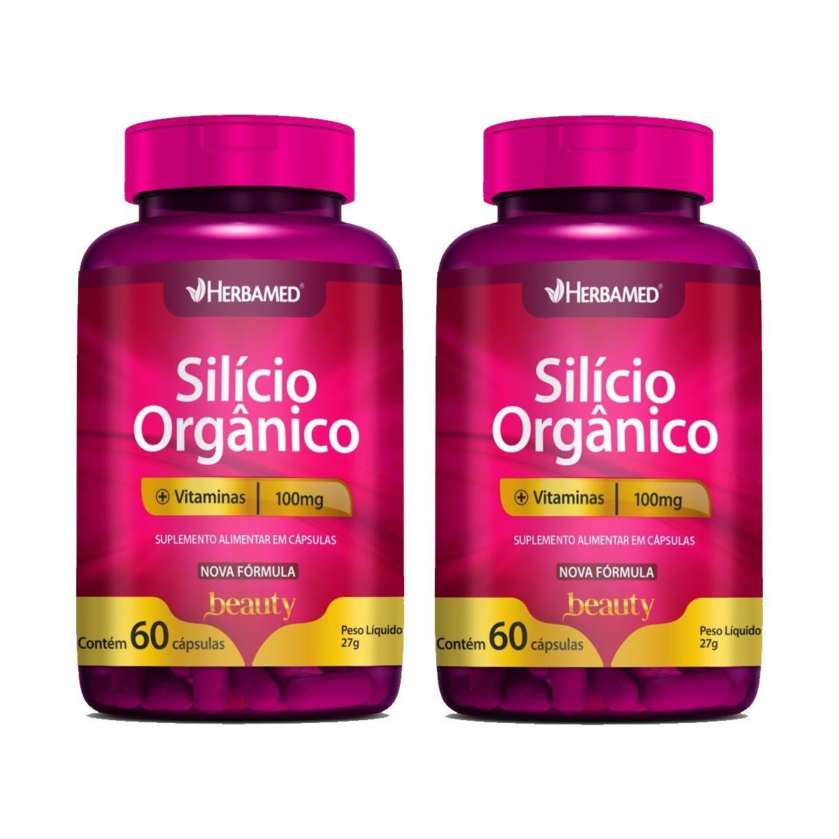 Kit 2X Sil�cio Org�nico + Vitaminas - 60 C�psulas - Herbamed