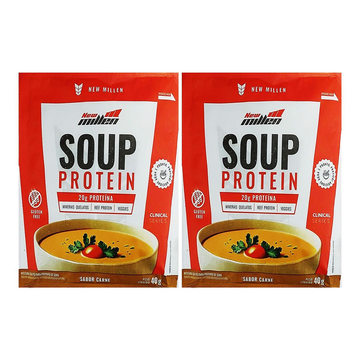 Kit 2X Soup Protein - Sach� 40g Carne - New Millen