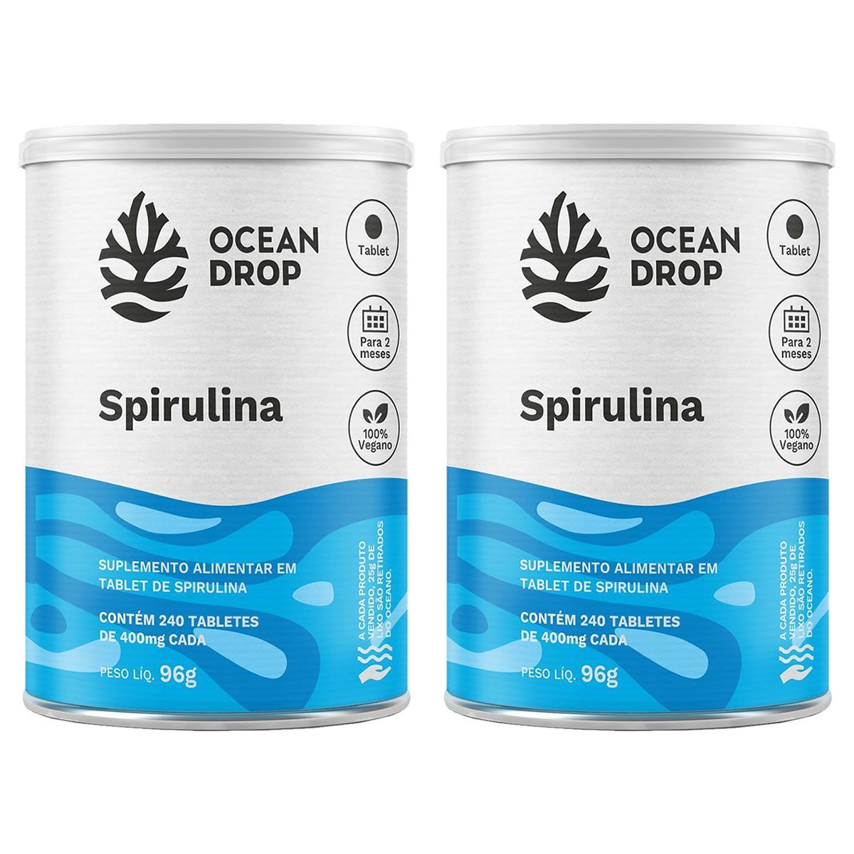 Kit 2X Spirulina - 240 Tabletes - Ocean Drop