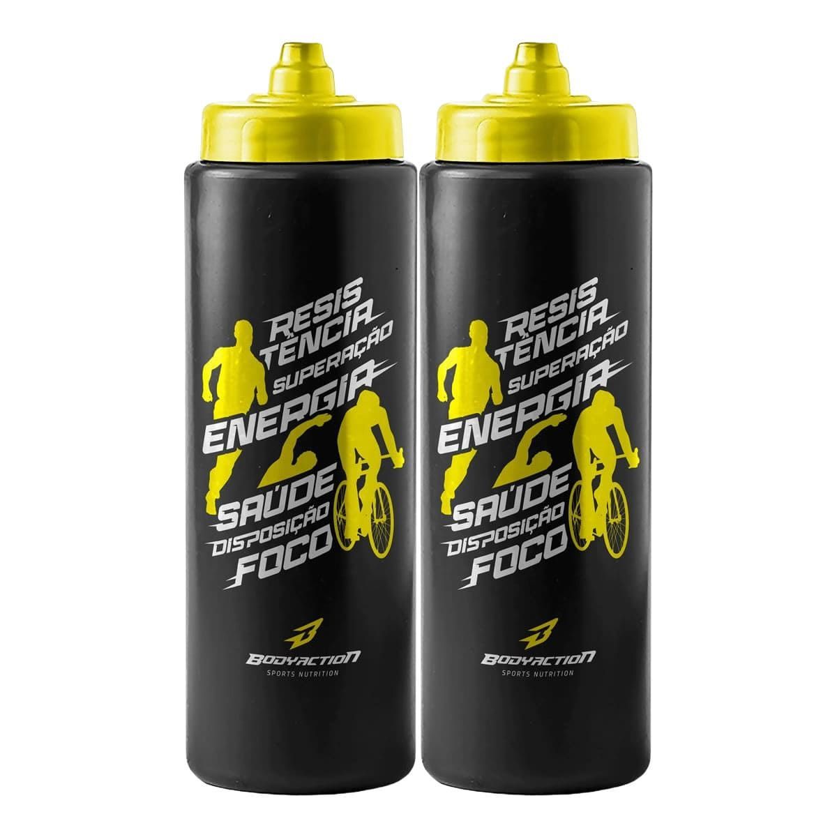 Kit 2X Squeeze Endurance - 800ml Preto/Amarelo - BodyAction