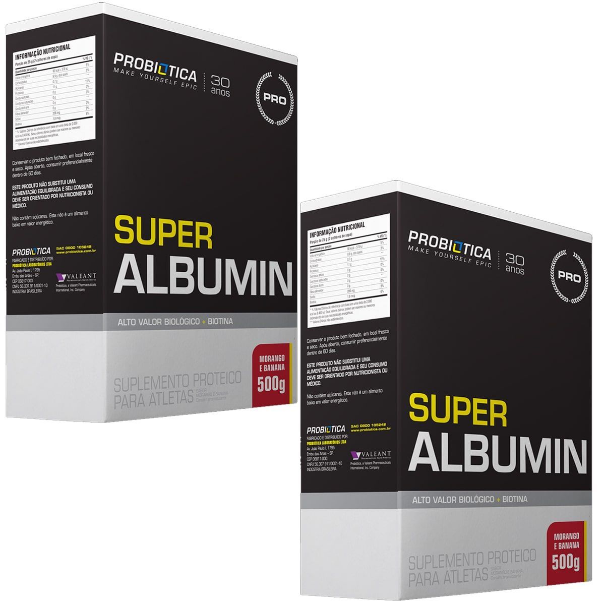 Kit 2X Super Albumin - 500g Morango c/ Banana - Probi�tica