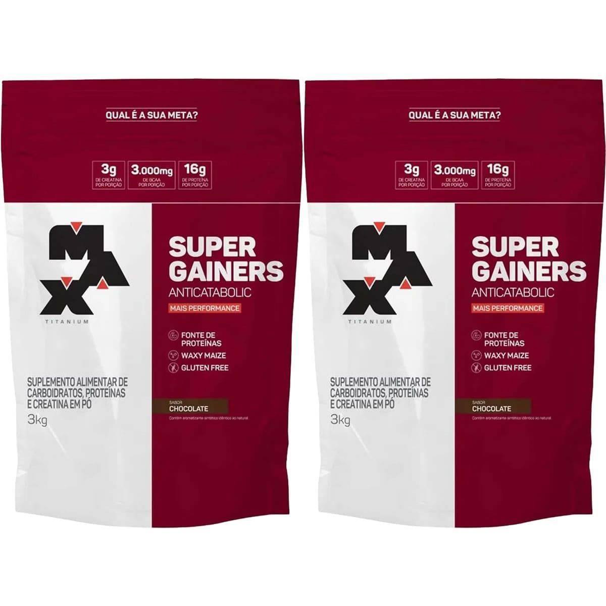 Kit 2X Super Gainers Anticatabolic  - 3.000g Chocolate - Max Titanium