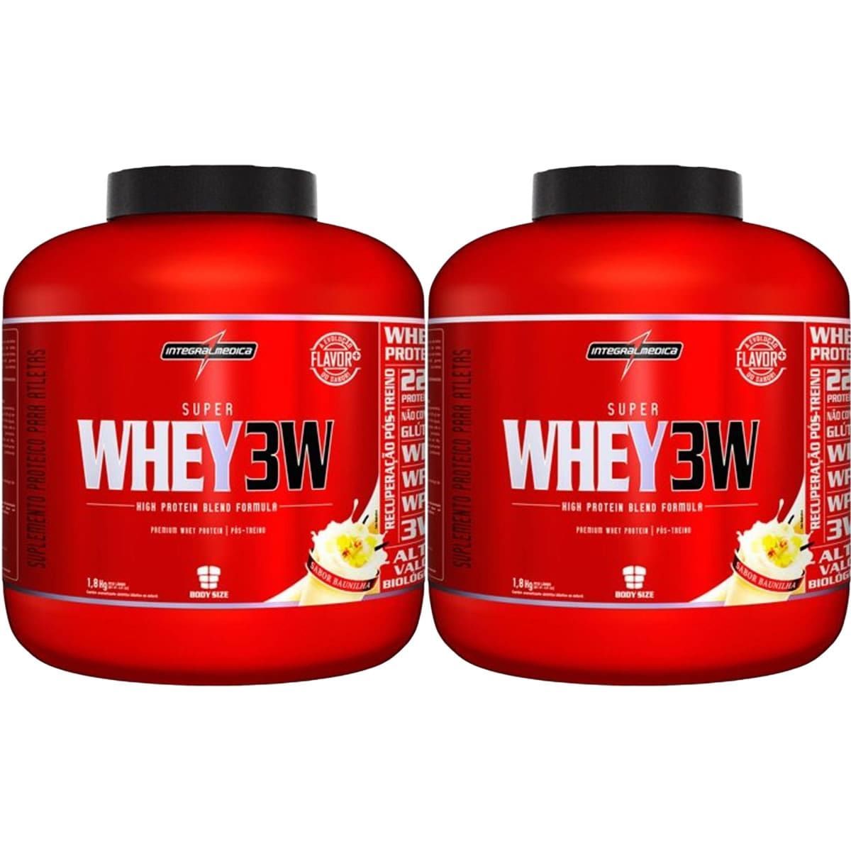 Kit 2X Super Whey 3W - 1800g Baunilha - IntegralM�dica