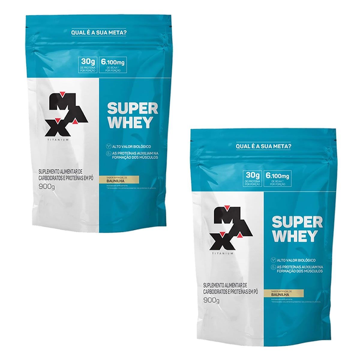 Kit 2X Super Whey - 900g Baunilha Refil- Max Titanium