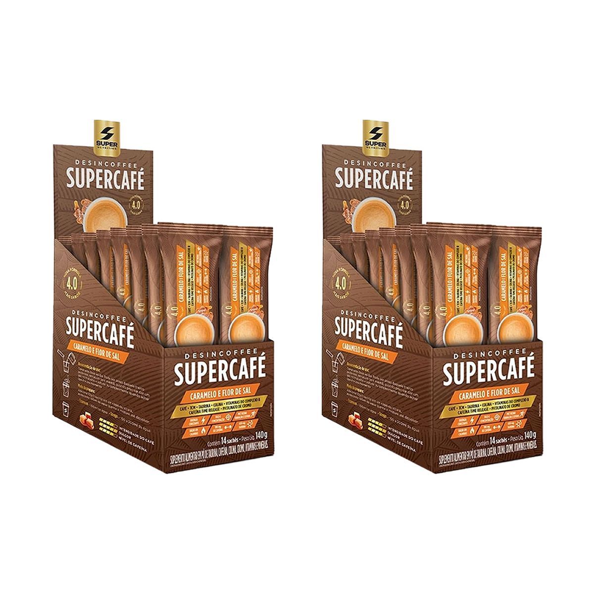 Kit 2X Supercaf� - 14 Sach�s 10g Caramelo e Flor de Sal - Desinch�