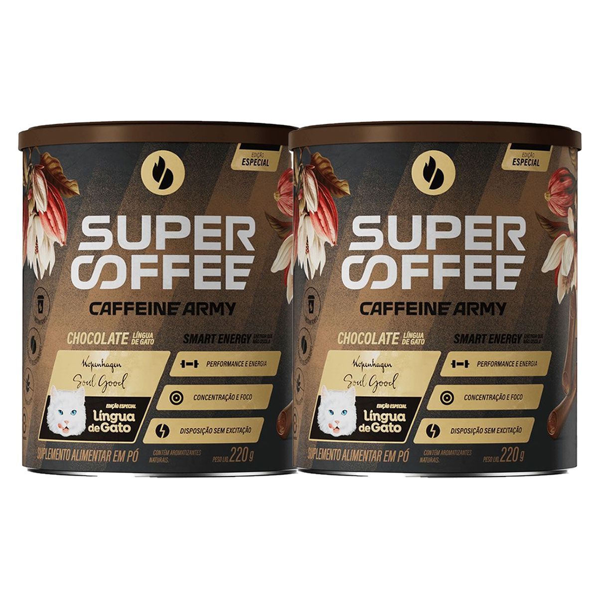 Kit 2X SuperCoffee - 220g Chocolate L�ngua de Gato - Caffeine Army