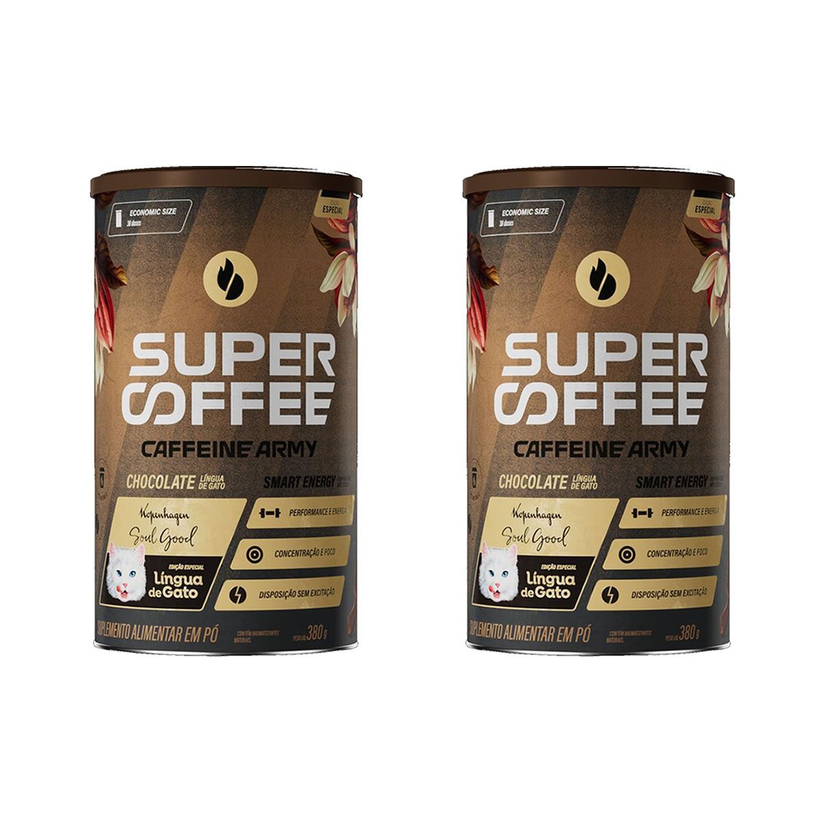 Kit 2X SuperCoffee - 380g Chocolate L�ngua de Gato - Caffeine Army