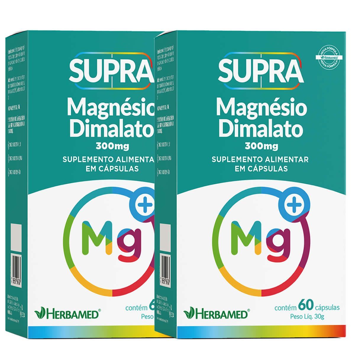 Kit 2X Supra Magn�sio Dimalato - 60 C�psulas - Herbamed