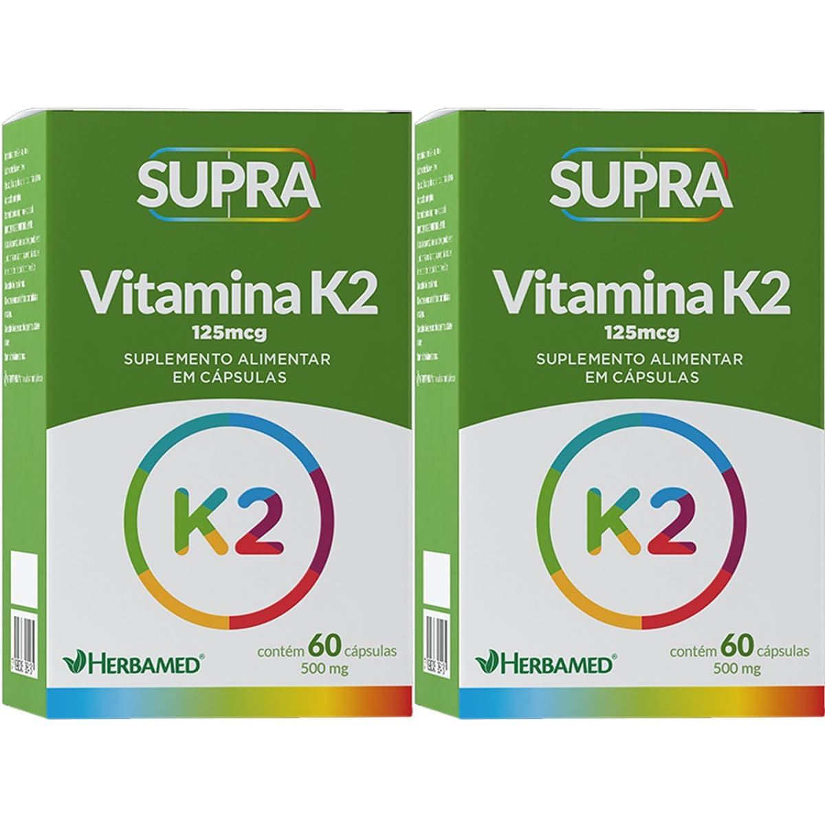 Kit 2X Supra Vitamina K2 - 500mg 60 C�psulas - Herbamed