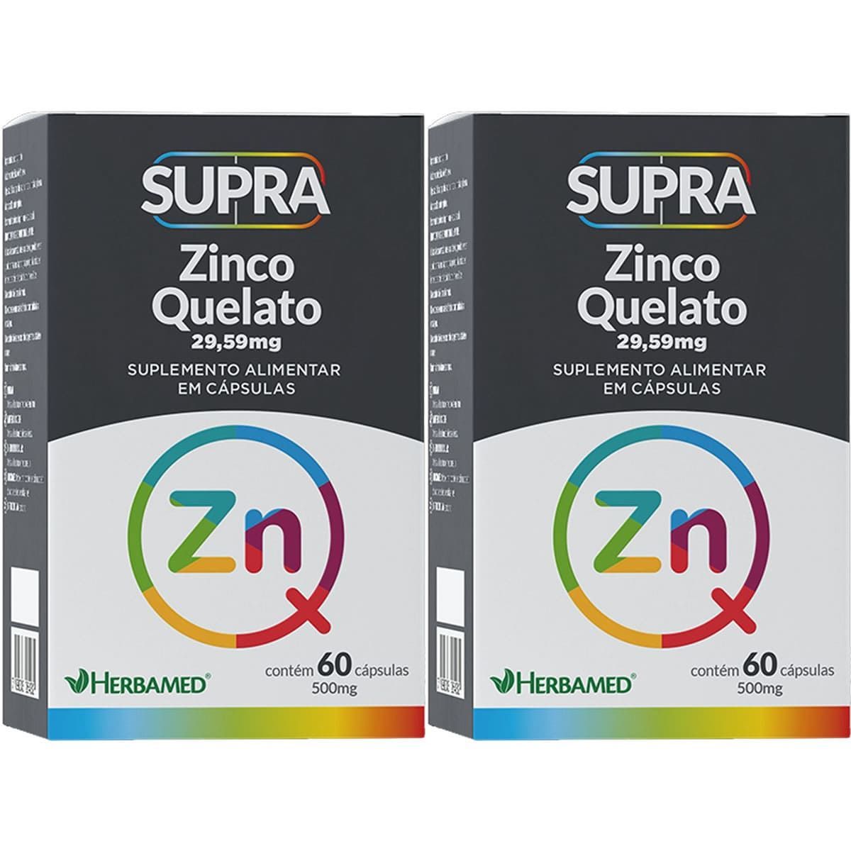 Kit 2X Supra Zinco Quelato - 29,59mg 60 C�psulas - Herbamed