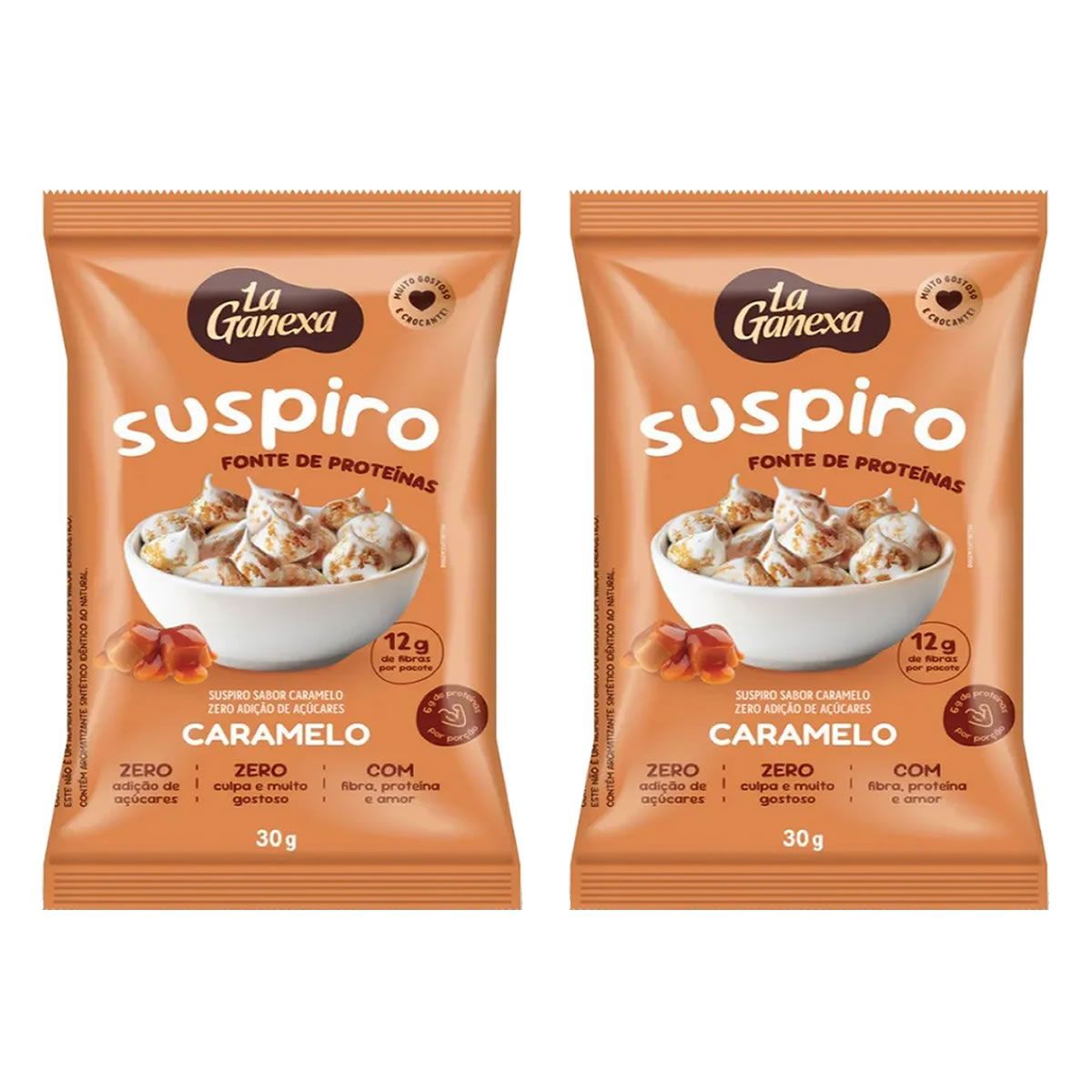 Kit 2X Suspiro Prote�co - 30g Caramelo - La Ganexa