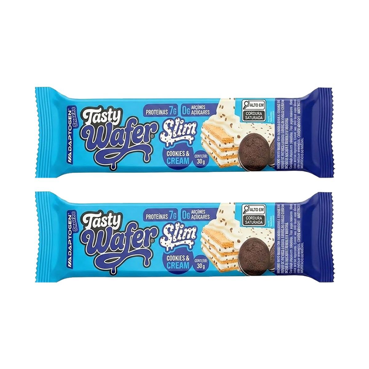 Kit 2X Tasty Wafer Slim - 1 Unidade 30g Cookies Cream - Adaptogen