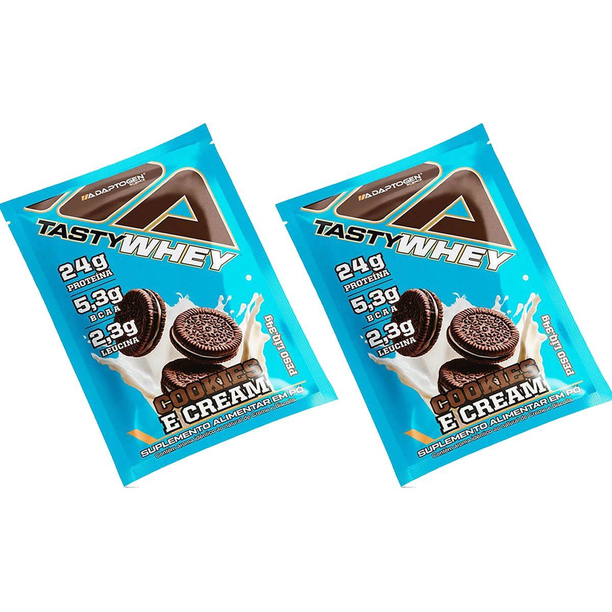 Kit 2X Tasty Whey 3W - 1 Sach� 34g Cookies & Cream - Adaptogen