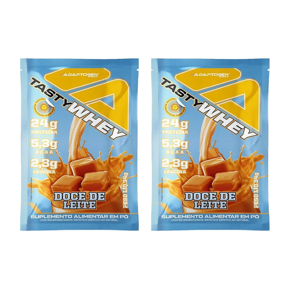 Kit 2X Tasty Whey 3W - 1 Sach� 34g Doce de Leite - Adaptogen