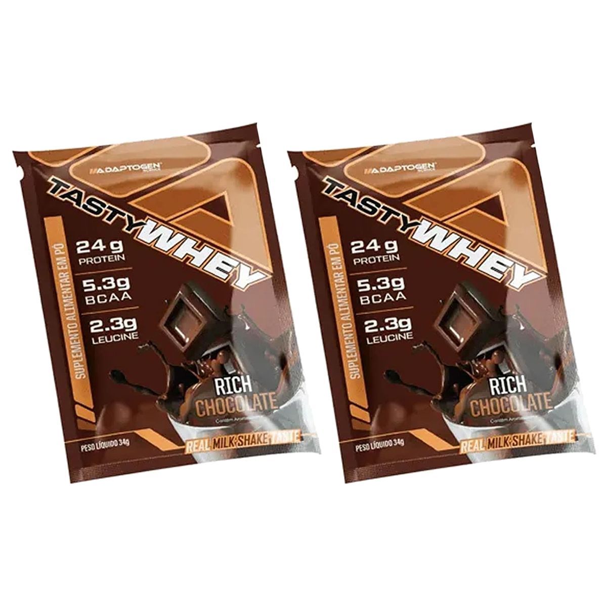 Kit 2X Tasty Whey 3W - 1 Sach� 34g Rich Chocolate - Adaptogen