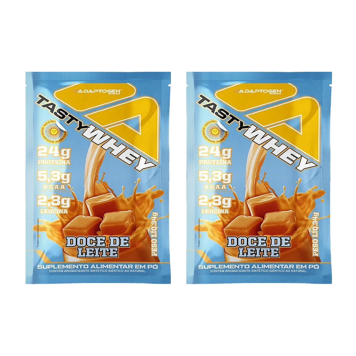 Kit 2X Tasty Whey 3W - 1 Sach� de 34g Doce de Leite - Adaptogen