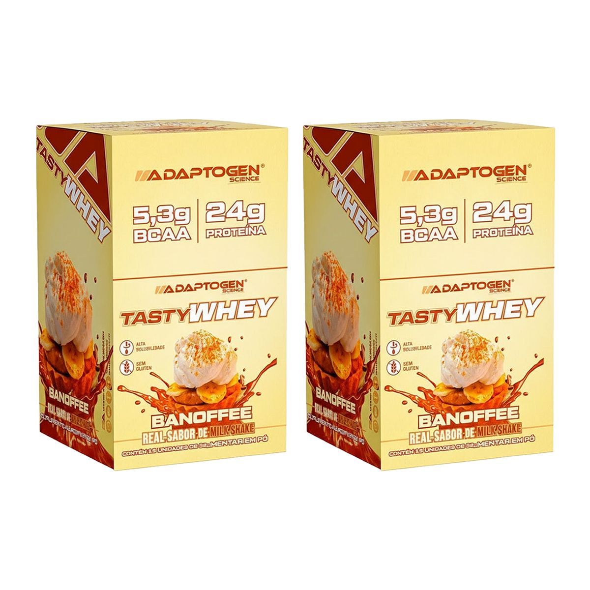 Kit 2X Tasty Whey 3W - 12 Sach�s 32g Banoffee - Adaptogen