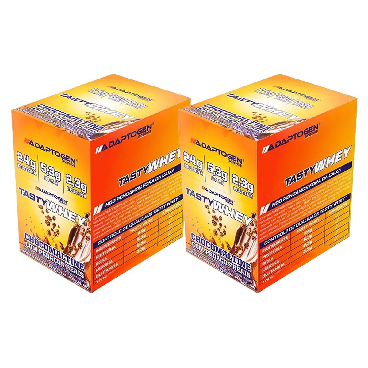 Kit 2X Tasty Whey 3W - 12 Sach�s 34g Chocomaltine - Adaptogen
