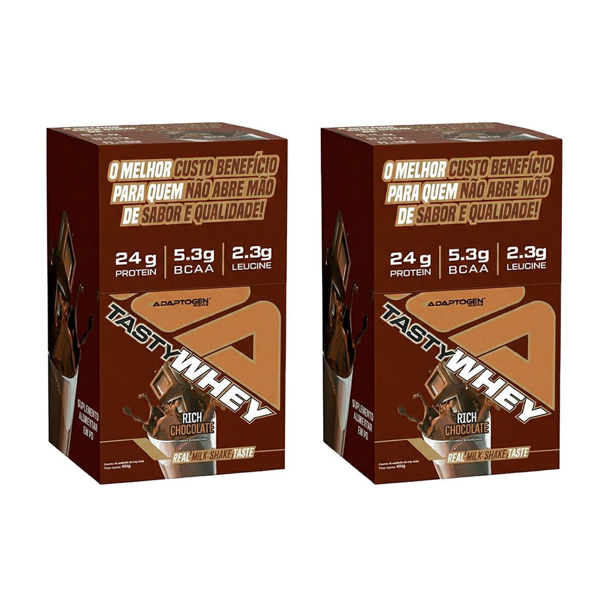Kit 2X Tasty Whey 3W - 12 Sach�s 34g Rich Chocolate - Adaptogen