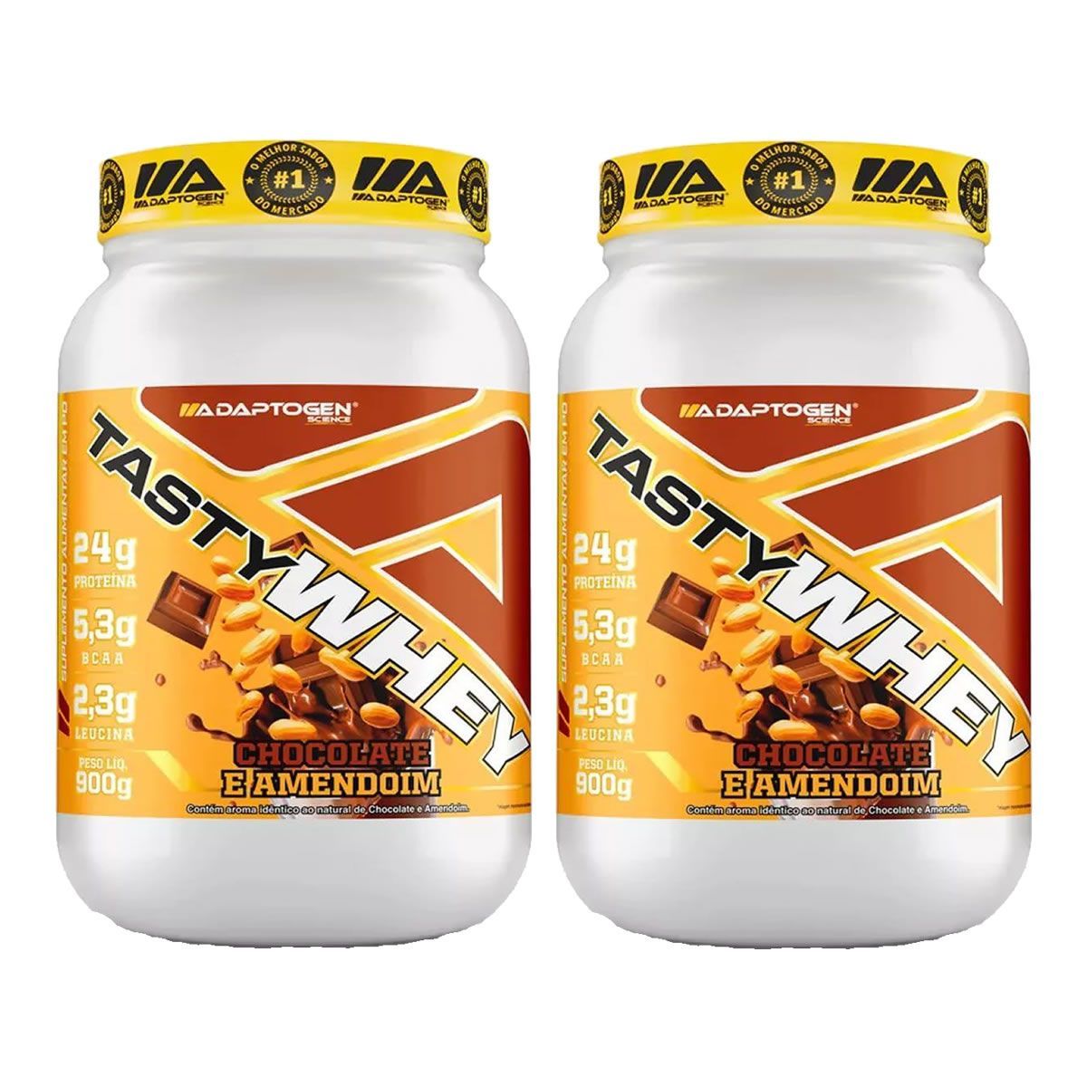 Kit 2X Tasty Whey 3W - 900g Chocolate e Amendoin - Adaptogen