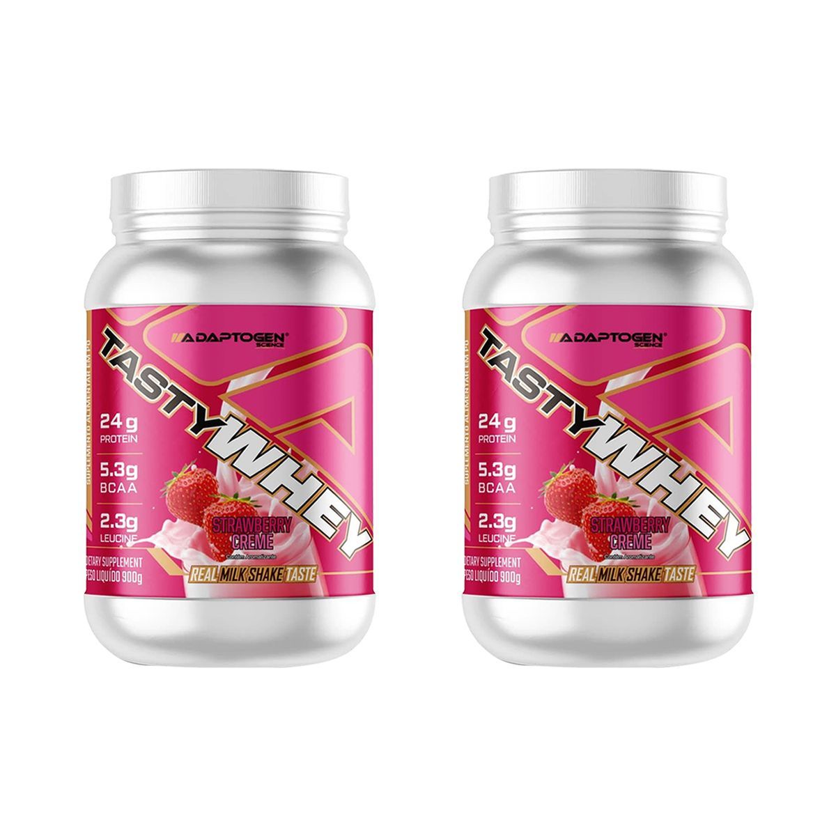 Kit 2X Tasty Whey 3W - 900g Strawberry Cream - Adaptogen
