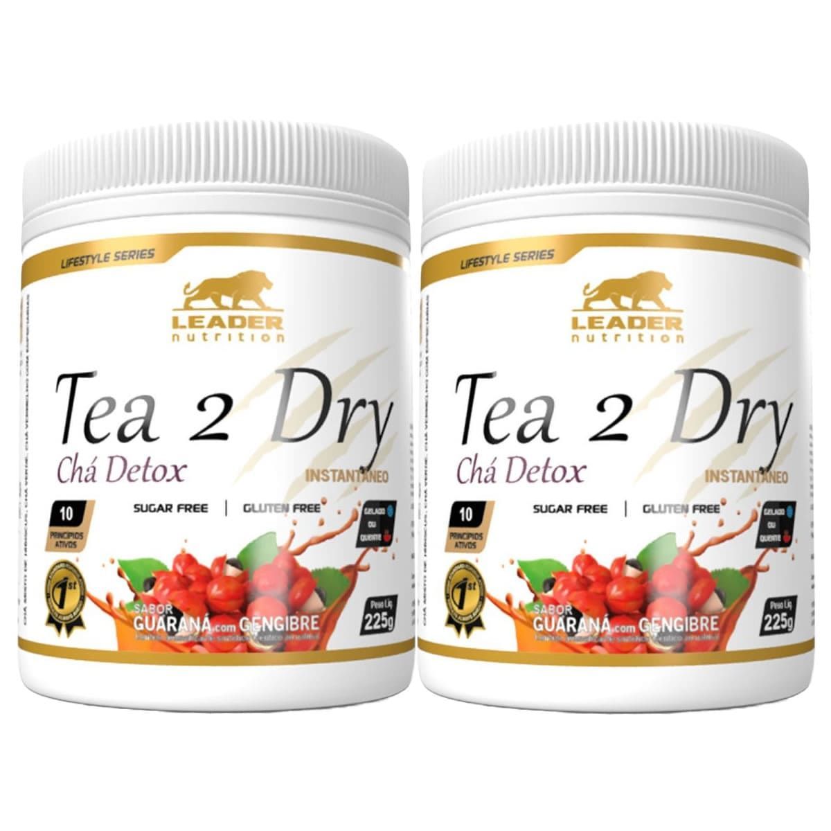 Kit 2X Tea 2 Dry  Ch� Detox -  225g Guaran� com Gengibre - Leader Nutrition