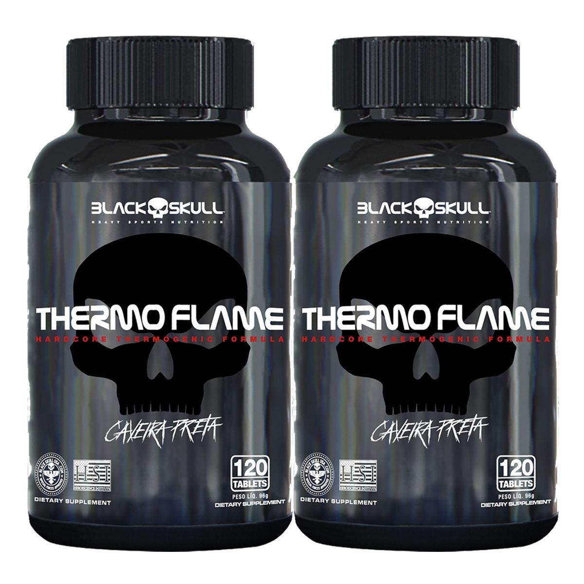 Kit 2X Thermo Flame Hardcore Termog�nico - 120 Tablets - Black Skull