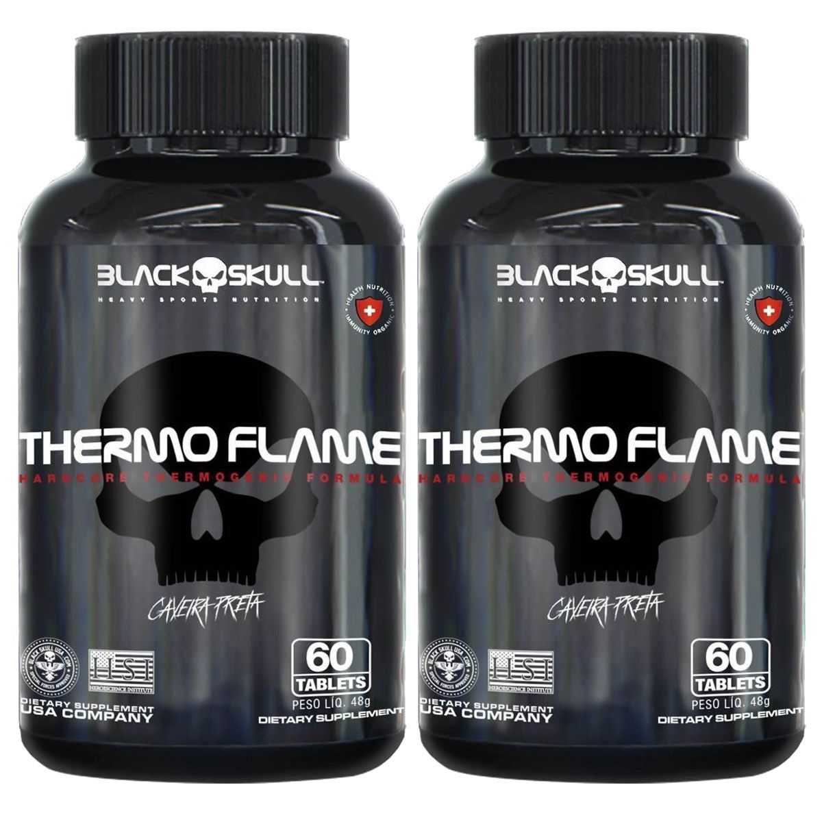 Kit 2X Thermo Flame Hardcore Termog�nico - 60 Tablets - Black Skull