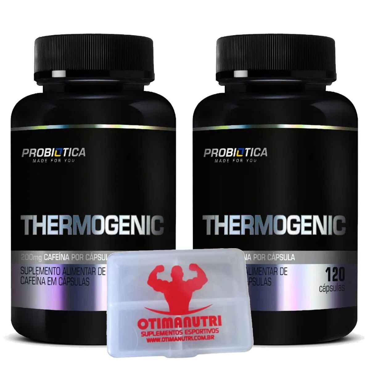 Kit 2x Thermogenic - 120 C�psulas + Porta C�ps - Probi�tica