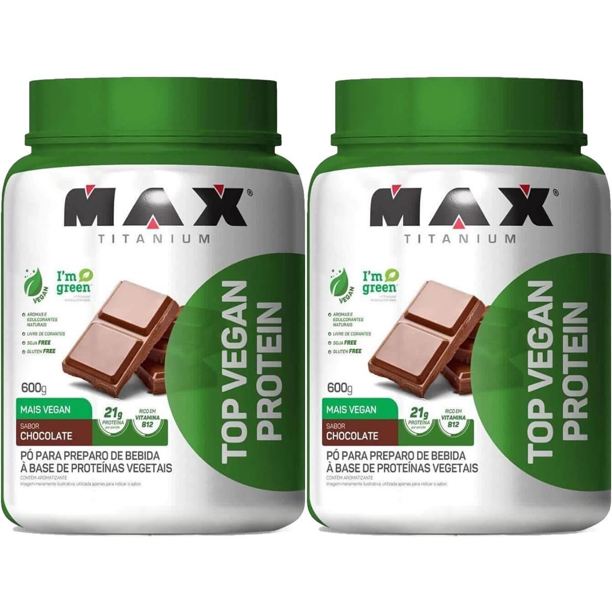 Kit 2X Top Vegan Protein - 600g Chocolate - Max Titanium