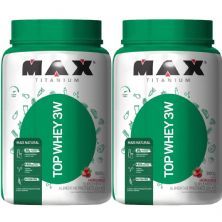 Kit 2X Top Whey 3W Mais Natural - 900g Morango - Max Titanium