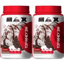 Kit 2X Top Whey 3W Mais Sabor - 900g Cookies & Cream - Max Titanium