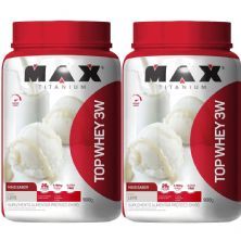Kit 2X Top Whey 3W Mais Sabor - 900g Leite - Max Titanium