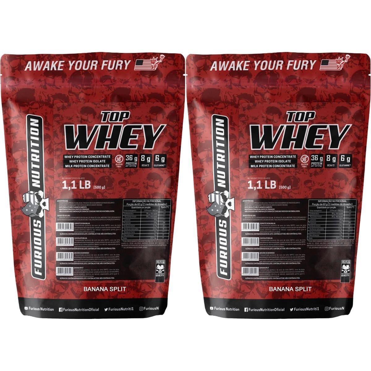 Kit 2X Top Whey - 500g Refil Banana Split - Furious Nutrition