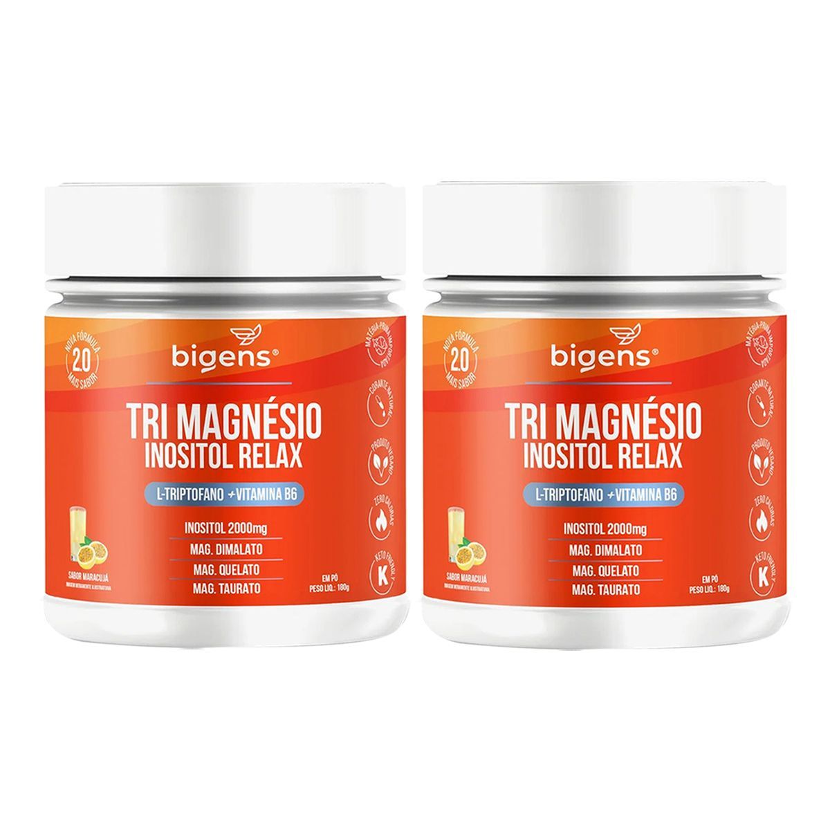 Kit 2X Tri Magn�sio Inositol Relax - 180g Maracuj� - Bigens