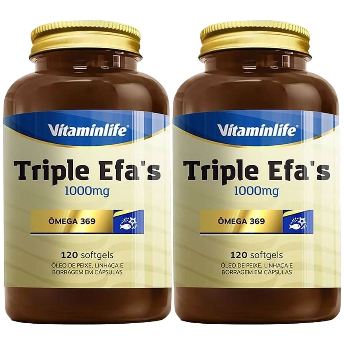 Kit 2X Triple EFAS Omega 3 6 9 - 1000mg 120 softgels - Vitaminlife