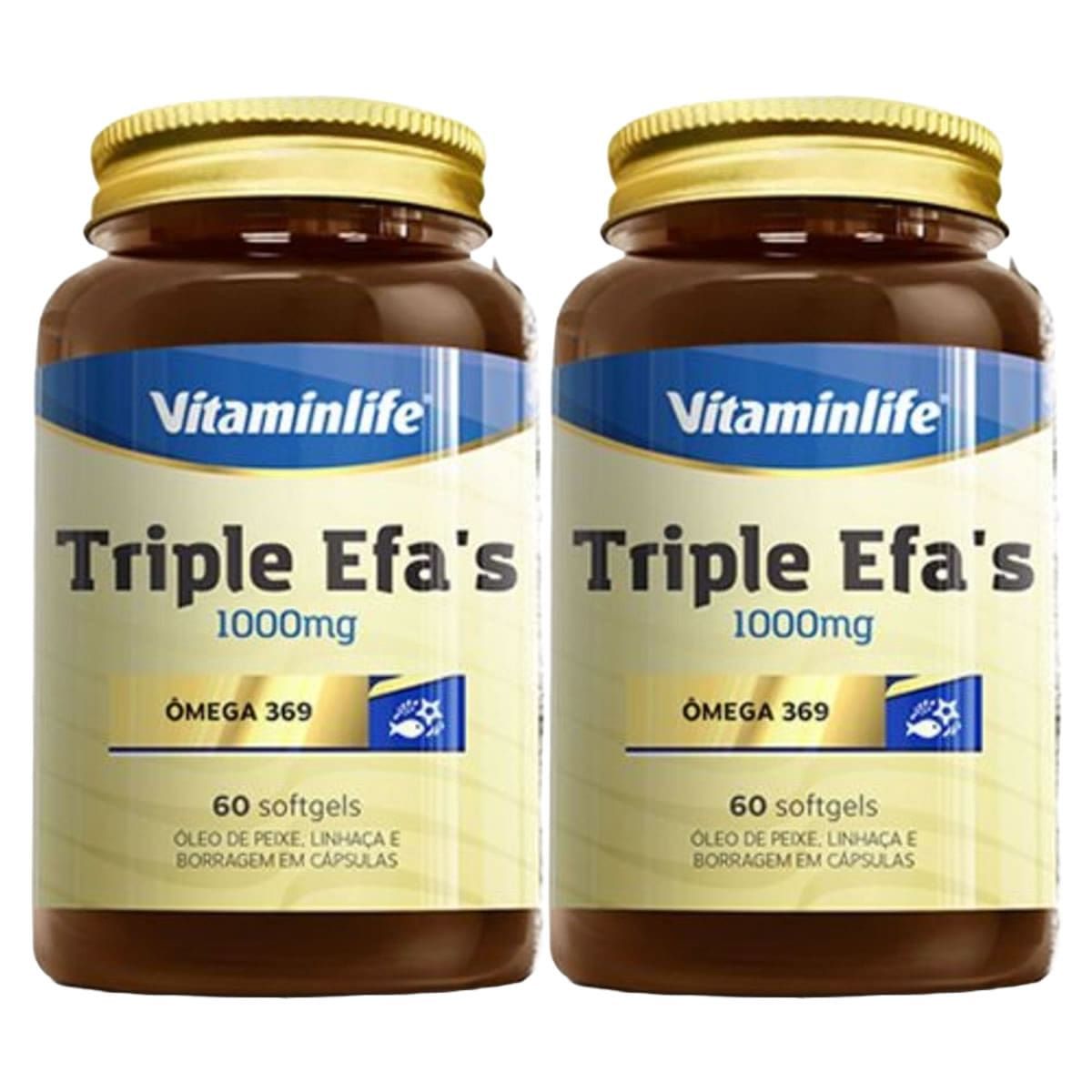Kit 2X Triple EFAS Omega 3 6 9 - 1000mg 60 softgels - Vitaminlife
