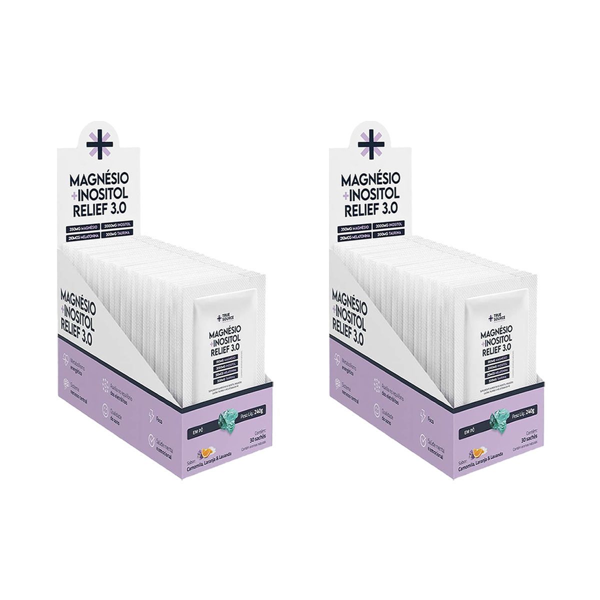 Kit 2X True Magn�sio + Inositol Relief 3.0 - 30 Sach�s 8g Camomila, Laranja e Lavanda - True Source