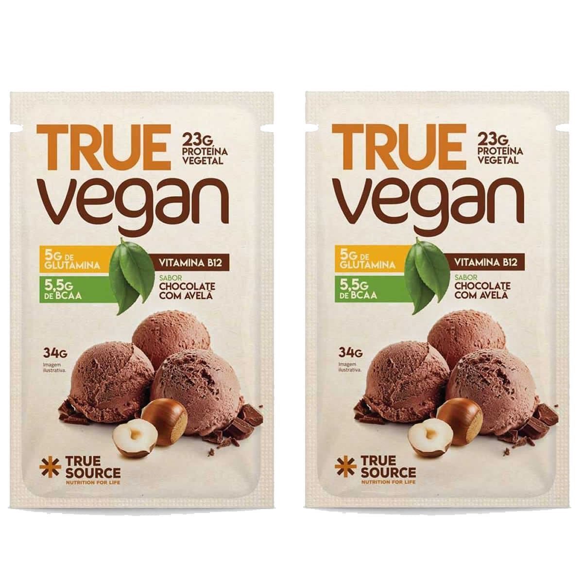 Kit 2X True Vegan Prote�na Vegetal - 1 Sach� 34g Chocolate com Avel� - True Source