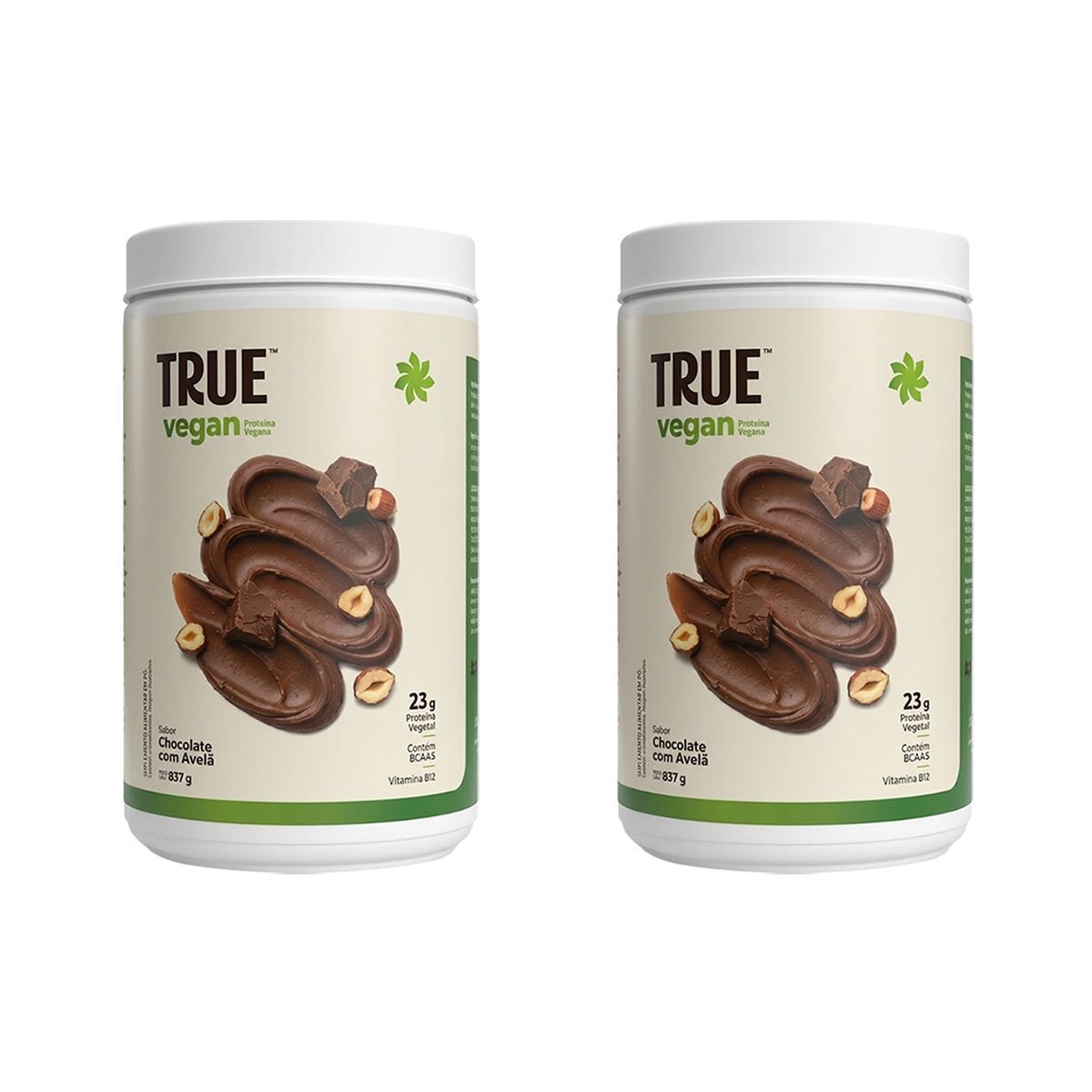 Kit 2X True Vegan Prote�na Vegetal - 837g Chocolate com Avel� - True Source