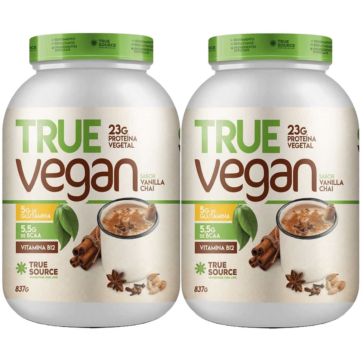 Kit 2X True Vegan Prote�na Vegetal - 837g Vanilla Chai - True Source