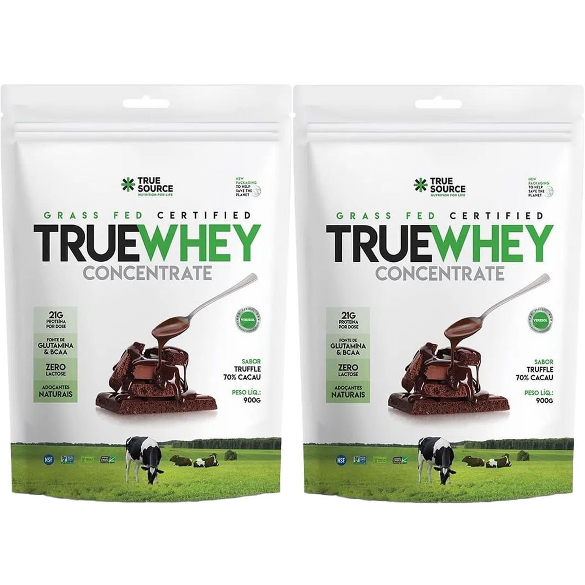 Kit 2X True Whey Concentrate - 900g Refil Chocolate 70% Cacau - True Source