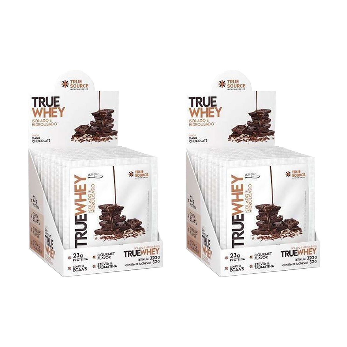 Kit 2X True Whey Hidrolisado e Isolado - 10 Sach�s 32g Dark Chocolate - True Source