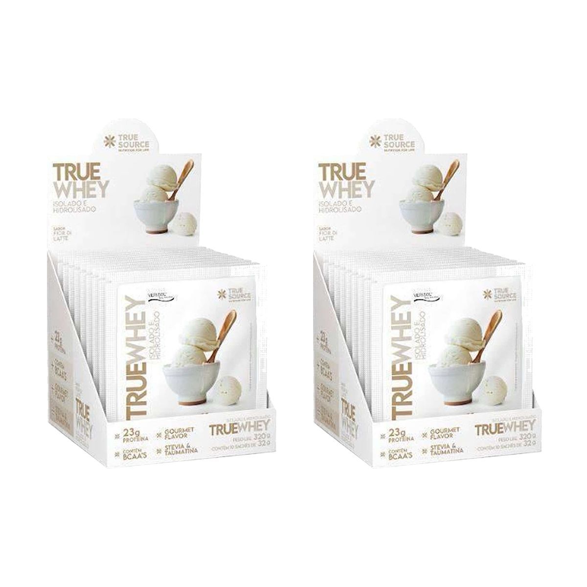 Kit 2X True Whey Hidrolisado e Isolado - 10 Sach�s 32g Fior di Latte - True Source
