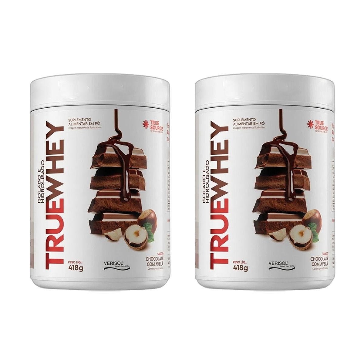 Kit 2X True Whey Protein Hidrolisado e Isolado - 418g Chocolate Com Avel� - True Source