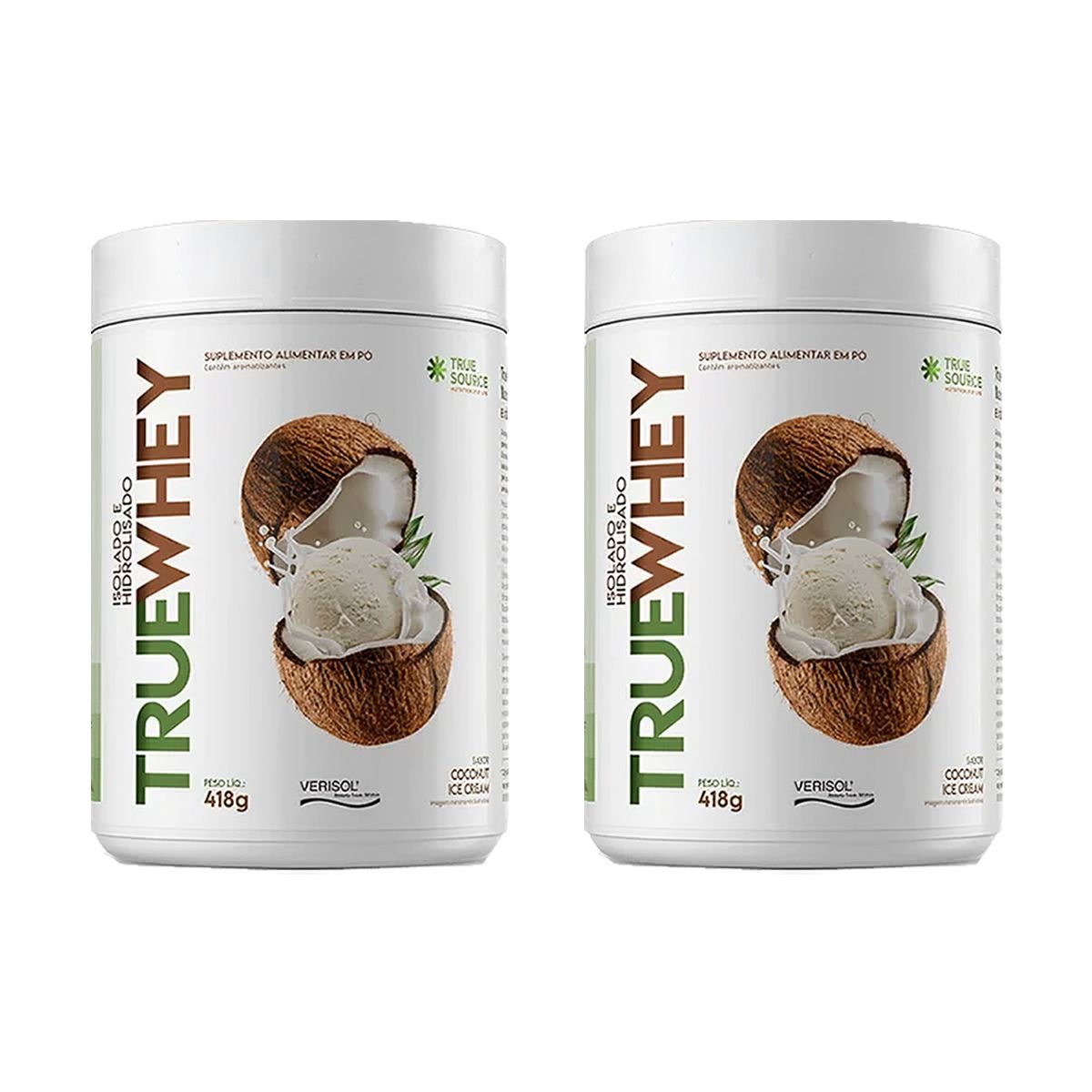 Kit 2X True Whey Protein Hidrolisado e Isolado - 418g Coconut Ice Cream - True Source